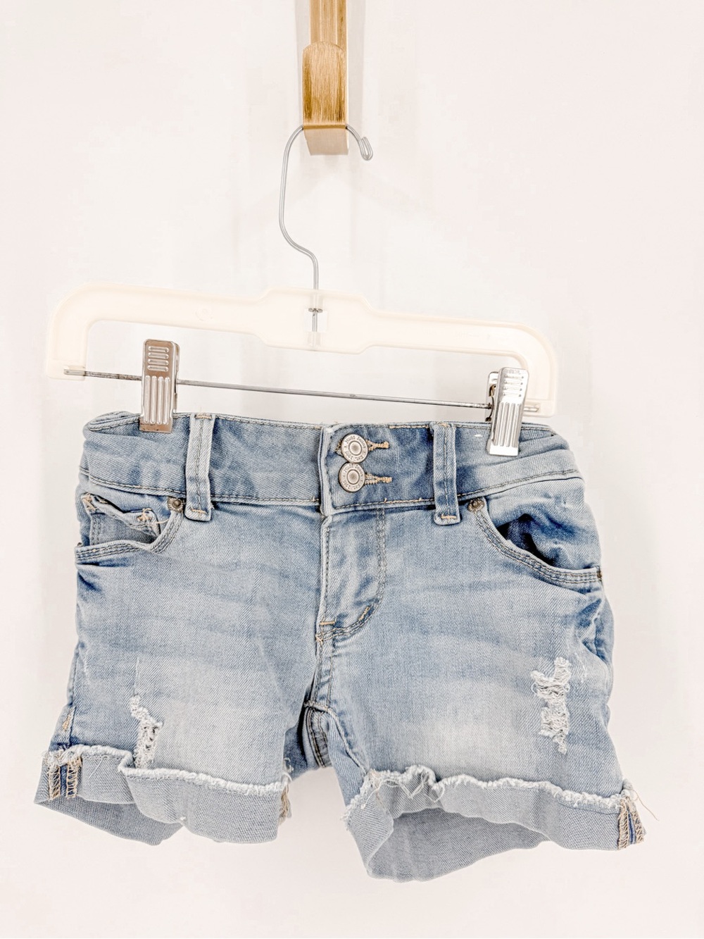 Mudd Light Blue Distressed Denim Shorts